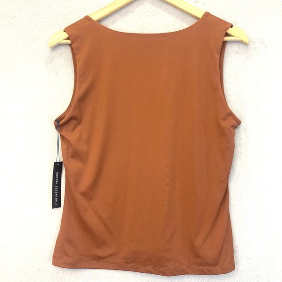 NWT TAHARI Nylon Blend Tank Top Modern Essentials Stretch Jersey Shell Brown NEW - Picture 2 of 8